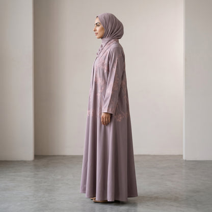 SITR Floral Embroidered Khaleeji Abaya with Matching Hijab