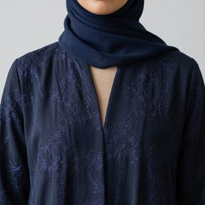 SITR Floral Embroidered Khaleeji Abaya with Matching Hijab